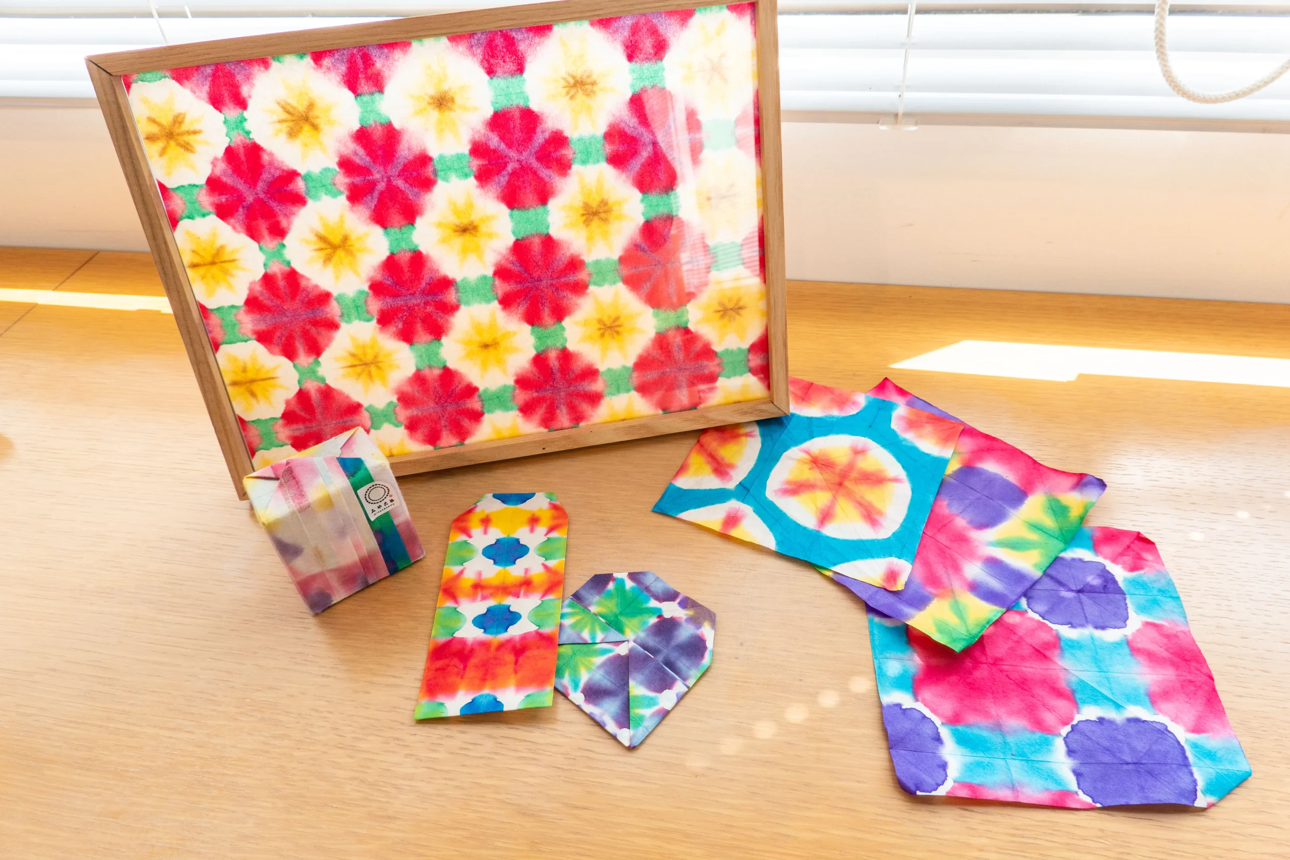 和紙の折り染めワークショップ1